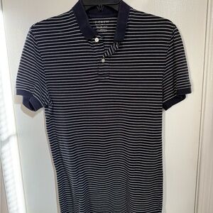 Men’s Small J.Crew Slim Fit Striped Polo Shirt – Navy & White